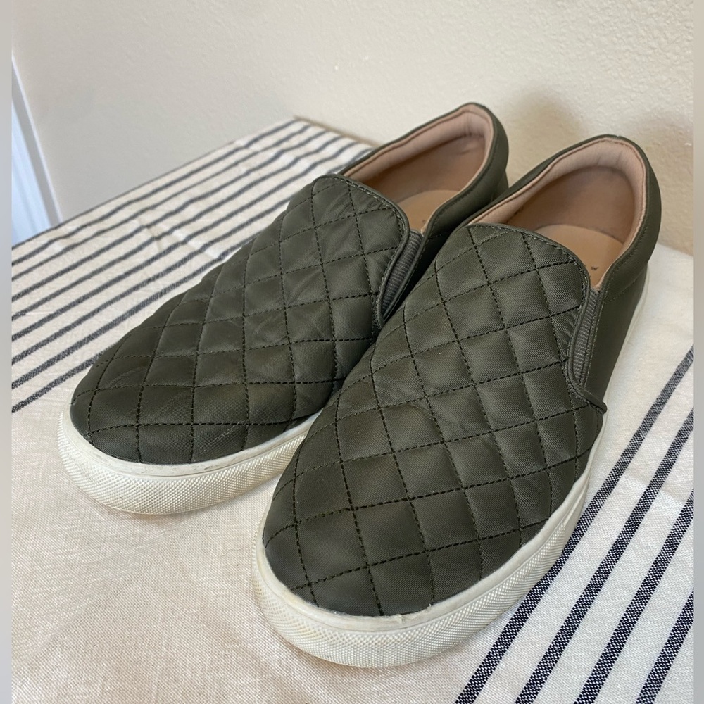 A New Day quilted loafers in olive green, size 7.5
